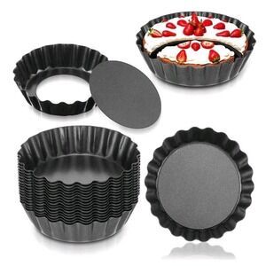 16 Pcs Mini Tart Pans Egg Tart Molds with Removable Bottom Round Nonstick